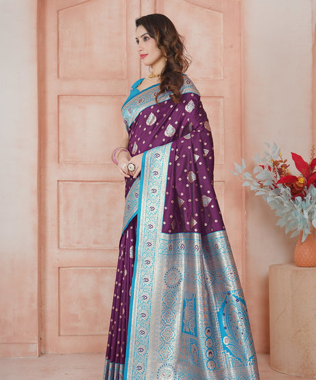 Soft Silk Weaving Saree With Banarasi Jari Work Saree With Blouse