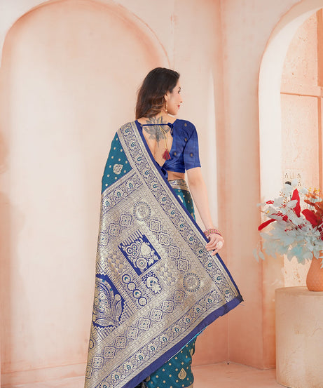 Soft Silk Weaving Saree With Banarasi Jari Work Saree With Blouse