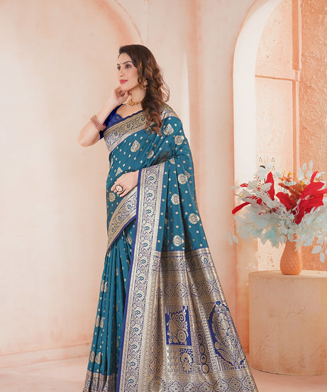 Soft Silk Weaving Saree With Banarasi Jari Work Saree With Blouse
