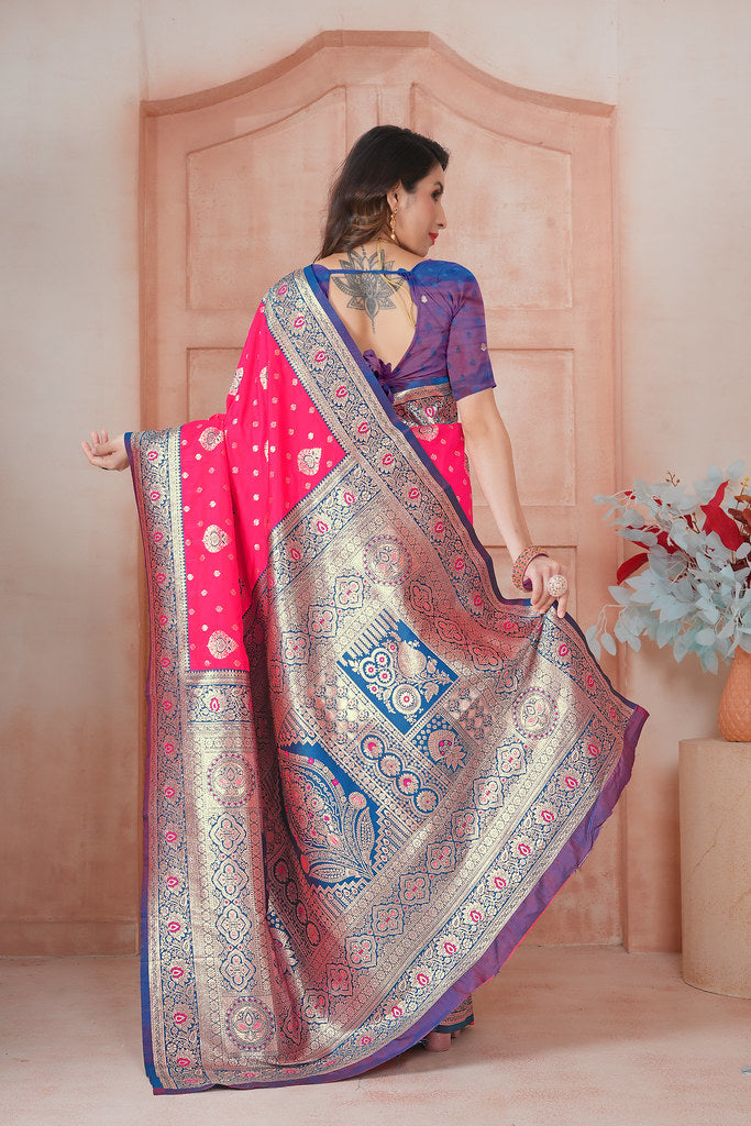 Soft Silk Weaving Saree With Banarasi Jari Work Saree With Blouse