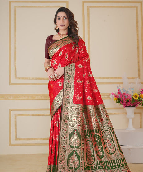 Soft Silk Weaving Saree With Banarasi Jari Designer Sari With Blouse