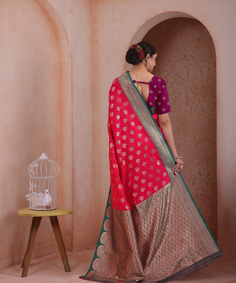 Soft Silk Weaving Saree With Banarasi Jari Work Traditional Sari With Blouse