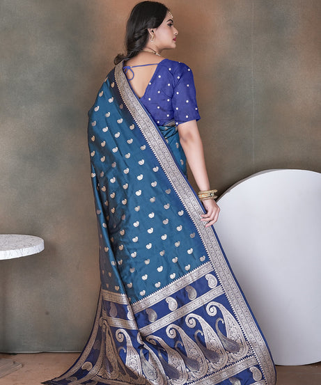 Wedding Wear Soft Silk Saree Weaving  Heavy Banarasi Sari With Blouse