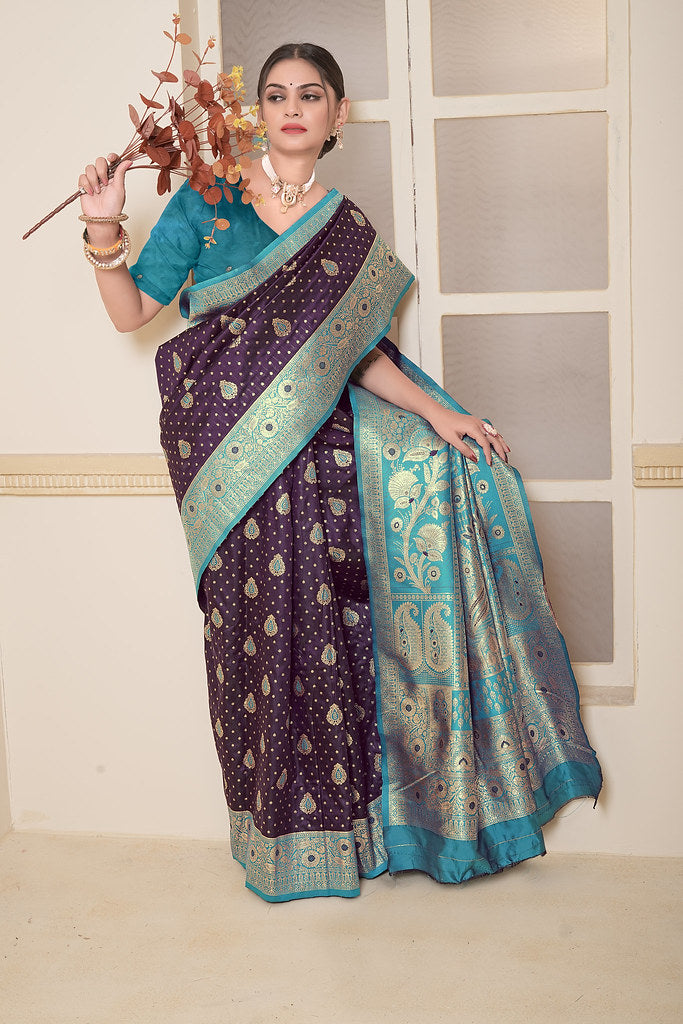 Women's Festival Wedding Wear Saree, Heavy Banarasi Sari With Blouse