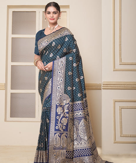Women's Festival Wedding Wear Saree, Heavy Banarasi Sari With Blouse