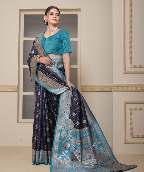 Women's Festival Wedding Wear Saree, Heavy Banarasi Sari With Blouse