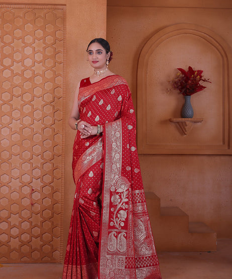 Women's Soft Silk Sari Beautiful Traditional Heavy Banarasi Saree With Blouse