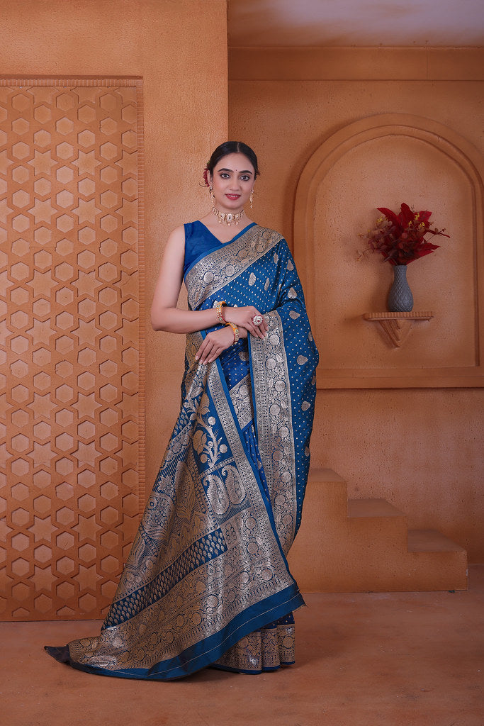 Women's Soft Silk Sari Beautiful Traditional Heavy Banarasi Saree With Blouse