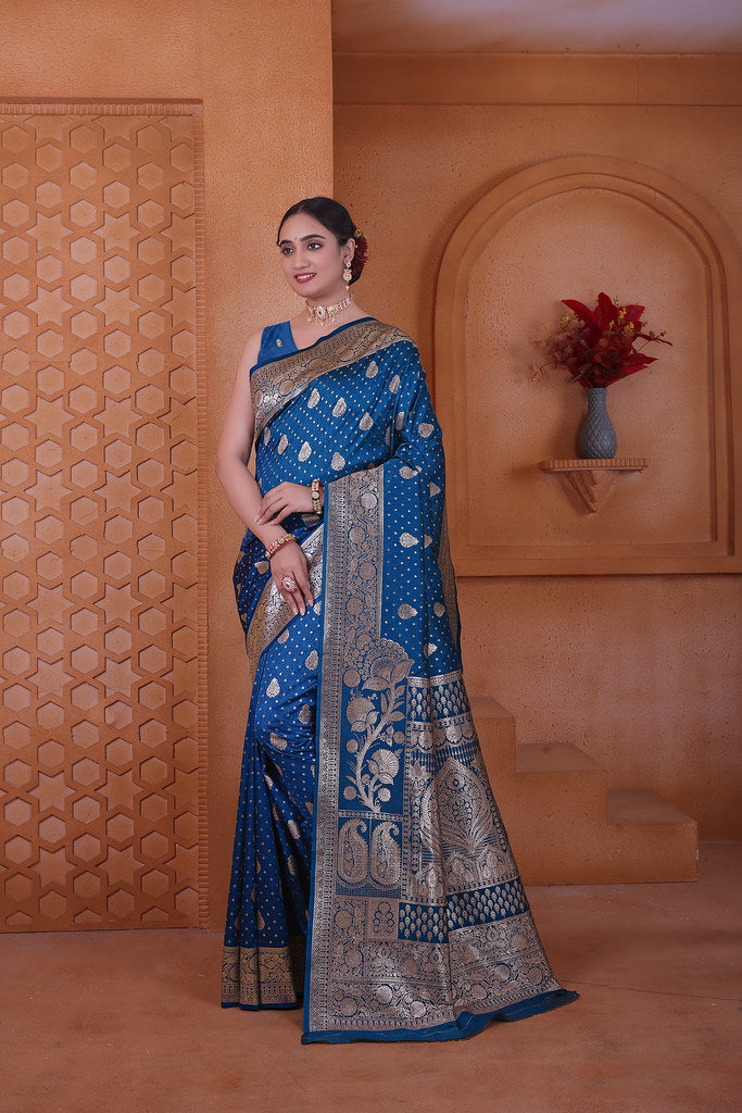Women's Soft Silk Sari Beautiful Traditional Heavy Banarasi Saree With Blouse
