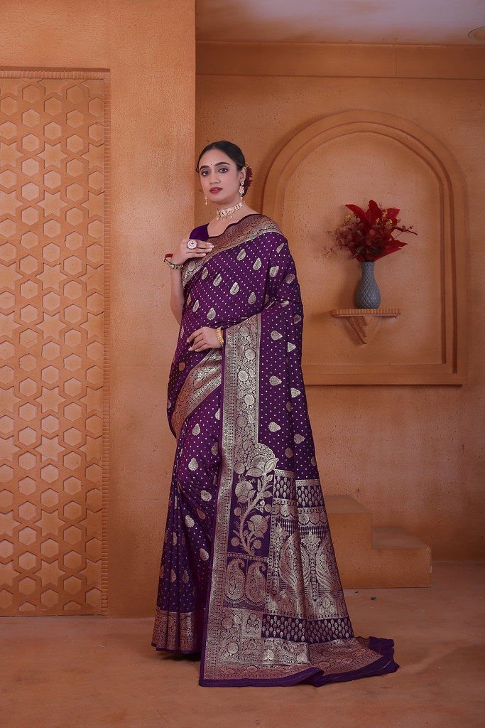 Women's Soft Silk Sari Beautiful Traditional Heavy Banarasi Saree With Blouse