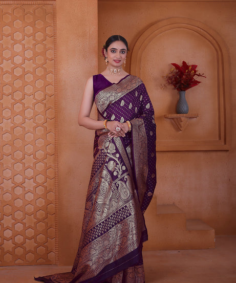 Women's Soft Silk Sari Beautiful Traditional Heavy Banarasi Saree With Blouse