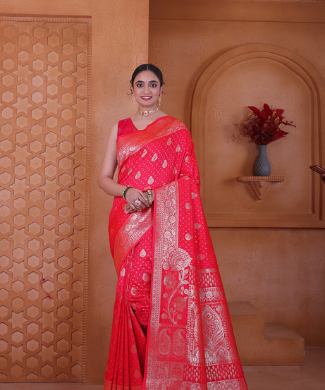 Women's Soft Silk Sari Beautiful Traditional Heavy Banarasi Saree With Blouse