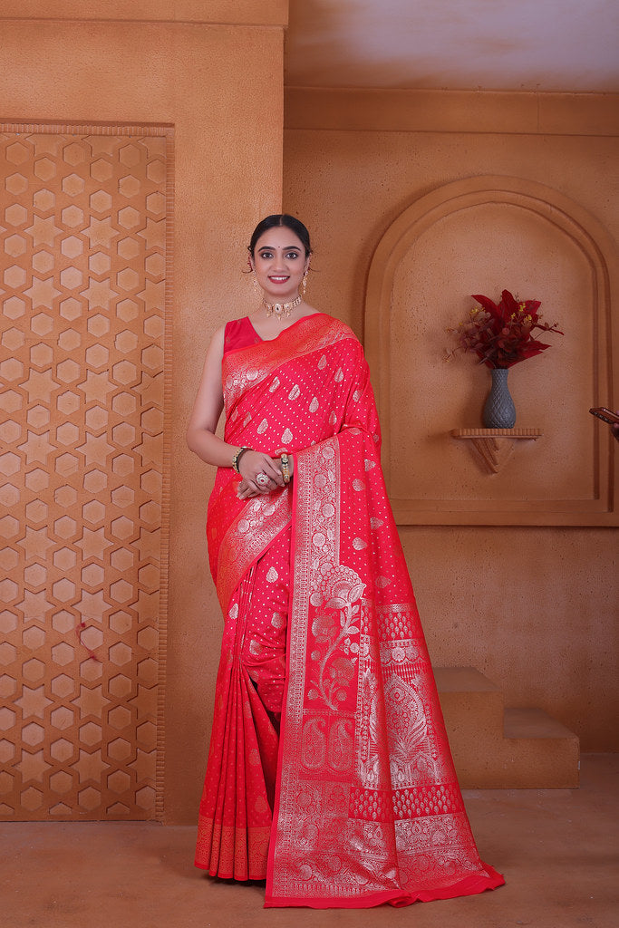 Women's Soft Silk Sari Beautiful Traditional Heavy Banarasi Saree With Blouse