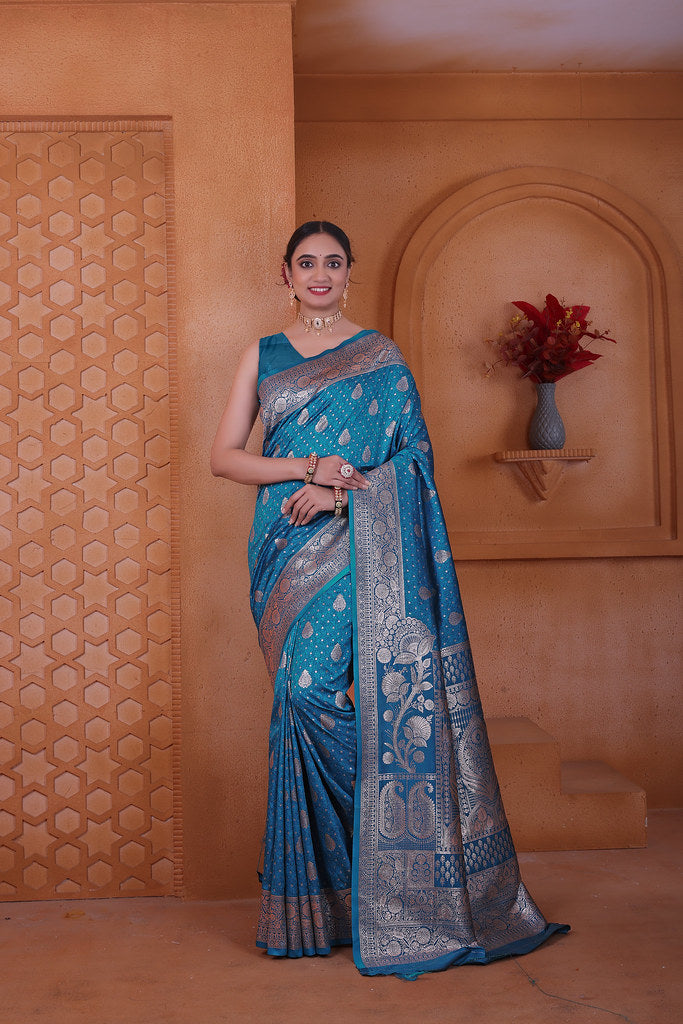 Women's Soft Silk Sari Beautiful Traditional Heavy Banarasi Saree With Blouse