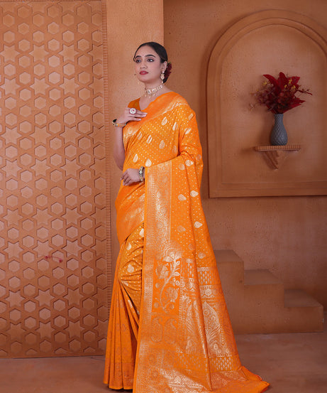 Women's Soft Silk Sari Beautiful Traditional Heavy Banarasi Saree With Blouse