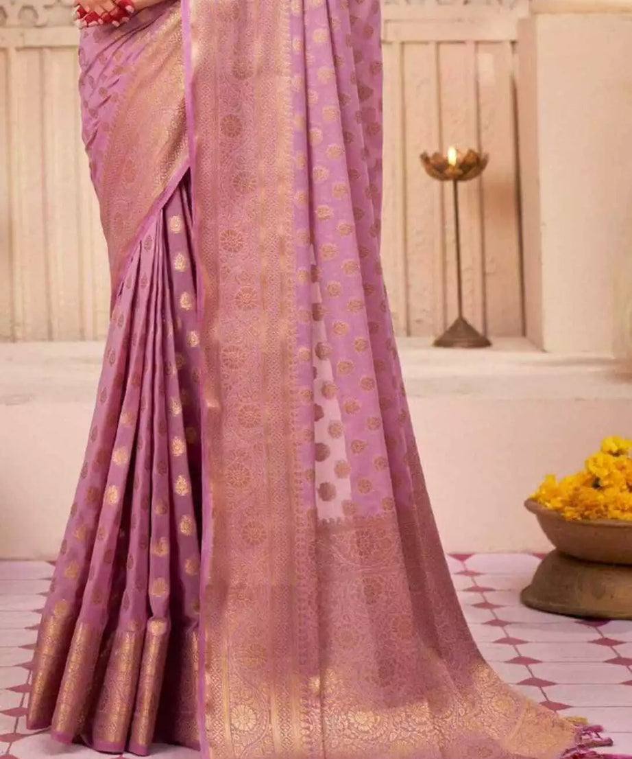 Banarasi Soft Silk Saree With Blouse For Women's