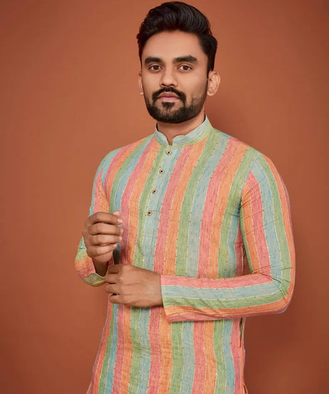 Lining Sequence Work Men's Kurta Pajama Set