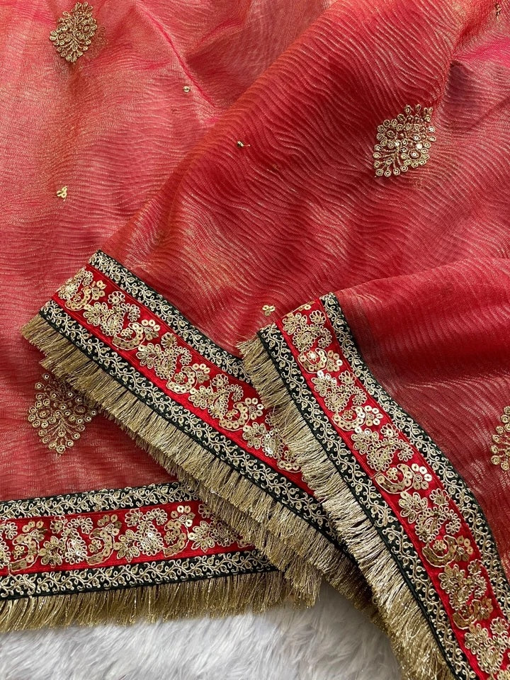 Heavy Soft Banarasi Crush Fabric Party Wedding Wear Saree,Function Sari