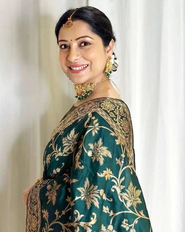 Soft Lichi Silk With Jacquard Work Fancy Saree With Blouse