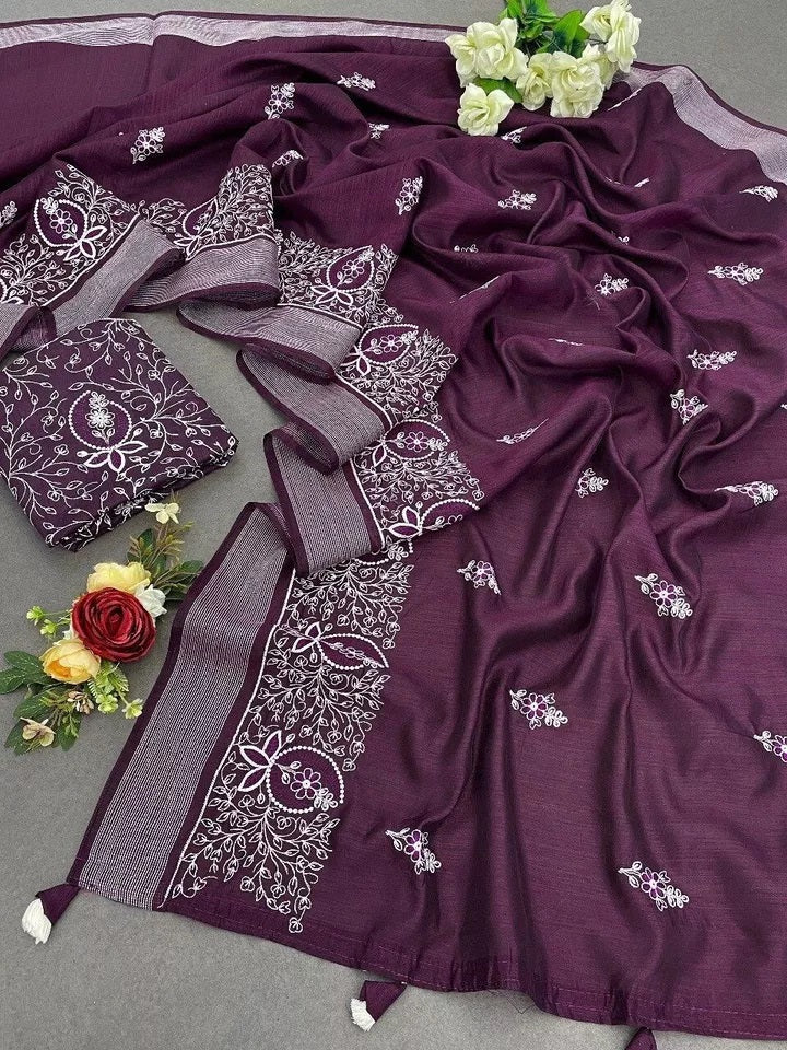 Bollywood Wedding Cotton Embroidery Heavy Work,PartyWear Fancy Sari Blouse