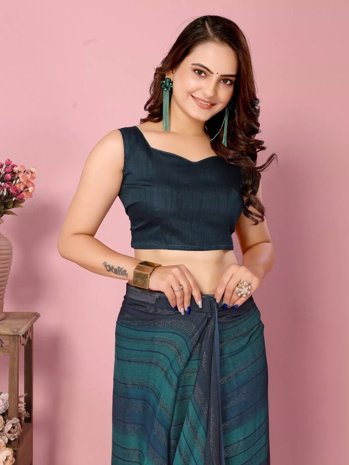 Traditional Rangoli Zari Silk Saree Blouse