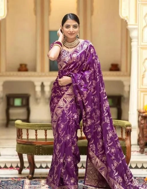 Soft Lichi Silk Indian Party Wear Sari With Blouse