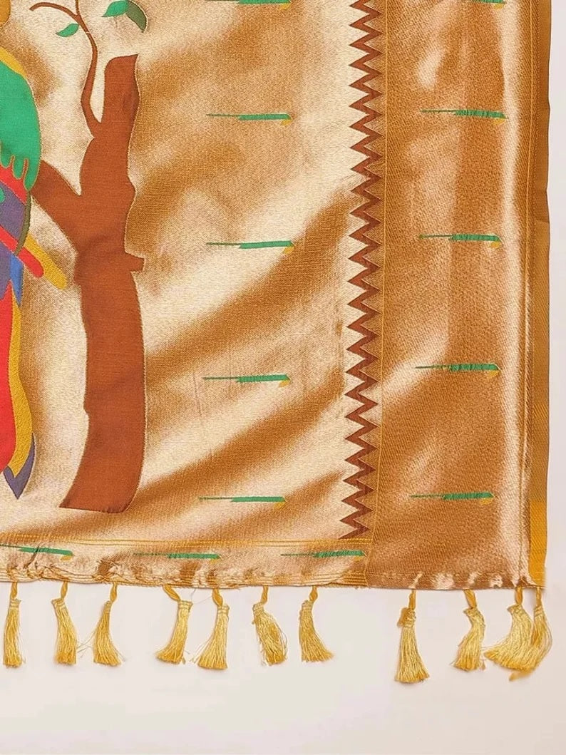 Pure Soft Kanchivaram Paithani Silk Saree With Blouse