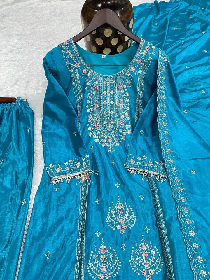 Beautiful Classic Heavy Pure Chinon  Kurti Bottom & Dupatta Set 12-DC