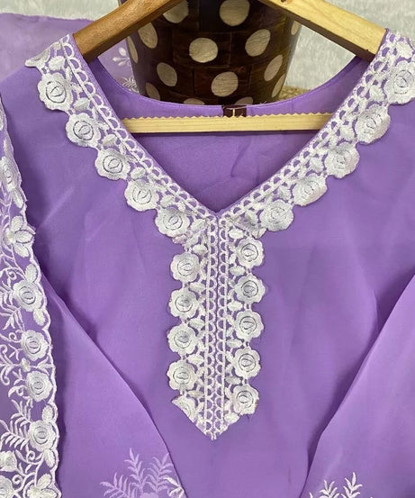 Classic Style Full Stitched Georgette Kurti Bottom With Dupatta
