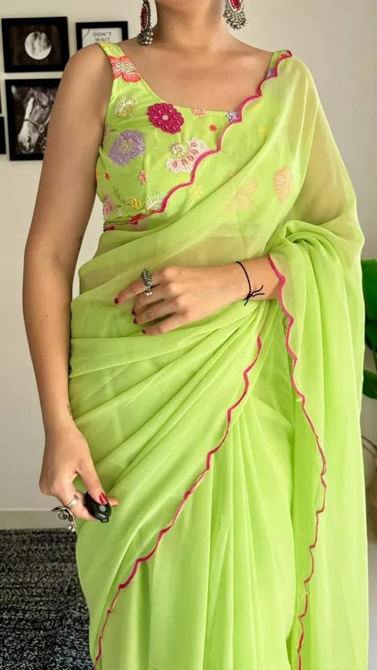 Soft Georgette Silk Saree With Blouse