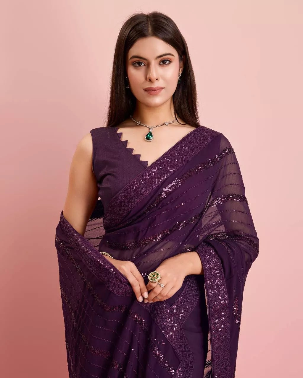 New Indian Georgette Saree,Indian Wedding Claasic Sari