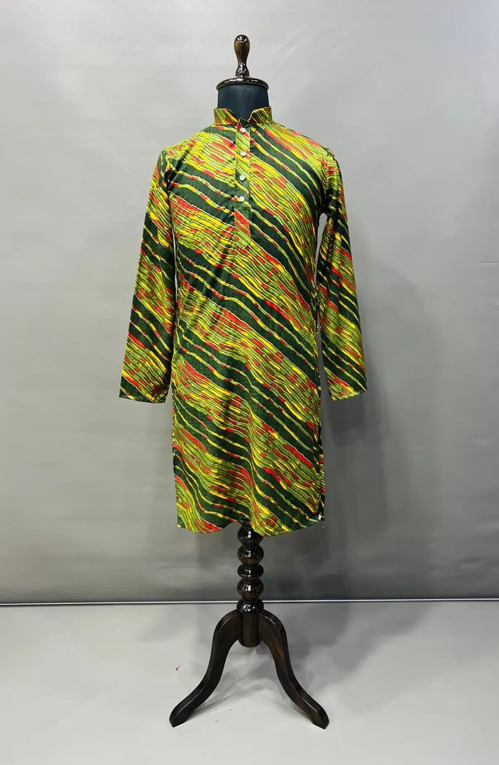 Cotton With Heavy Foil Print Kurta Pajama Set For Men's