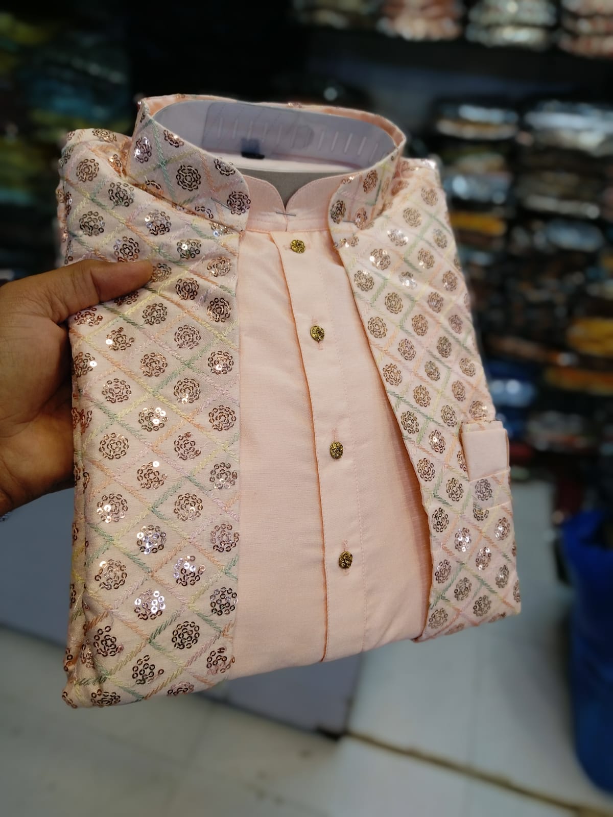 Fusing Art Silk Kurta Pajama With Embroidery Sequence Work Koti Set