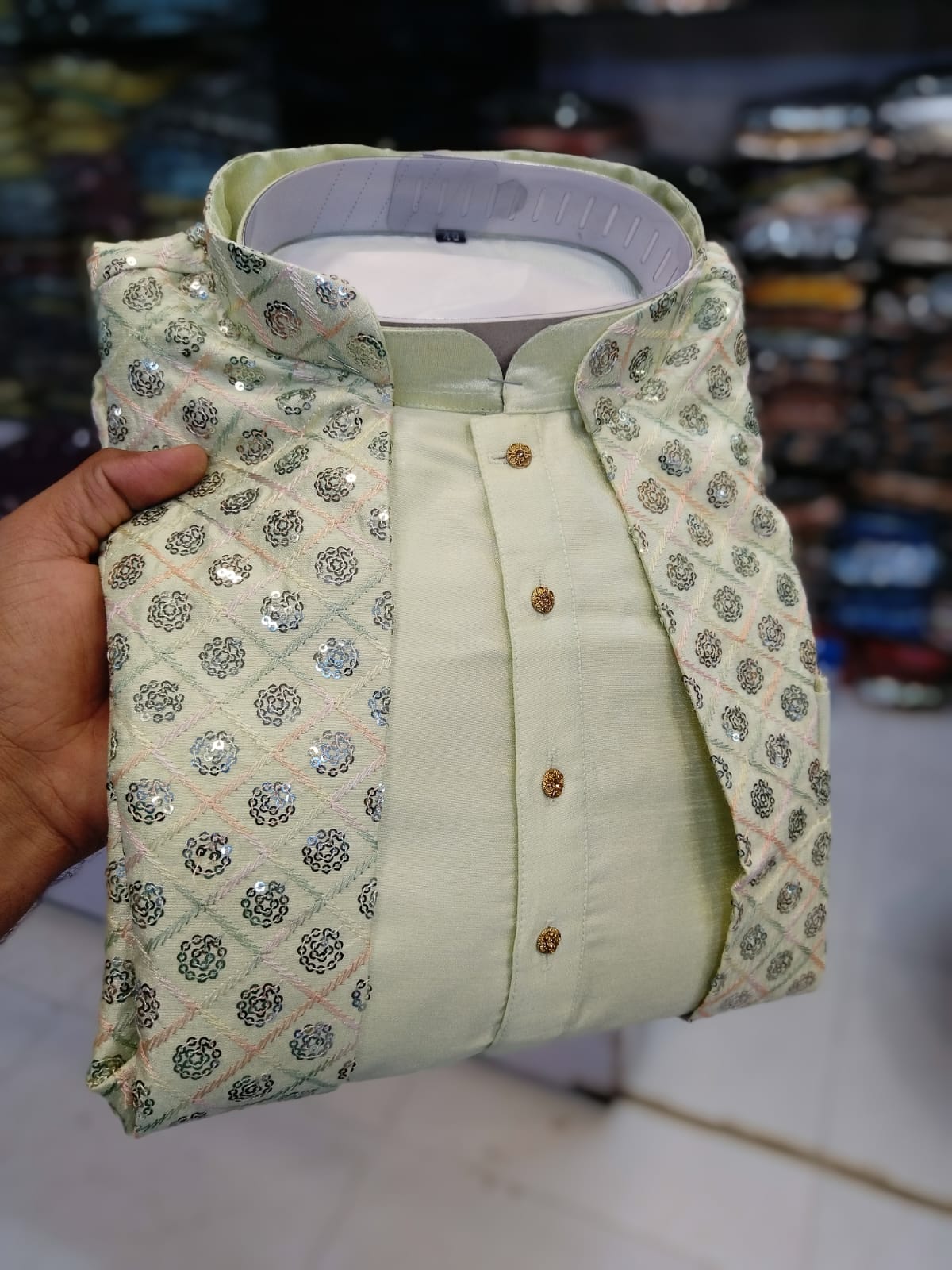 Fusing Art Silk Kurta Pajama With Embroidery Sequence Work Koti Set