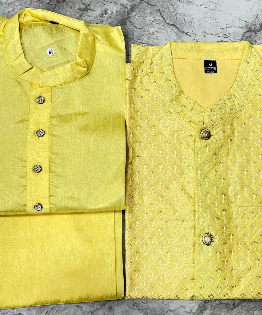 Heavy Banglori Silk Kurta Pajama With Embroidery Sequins Work Koti Set
