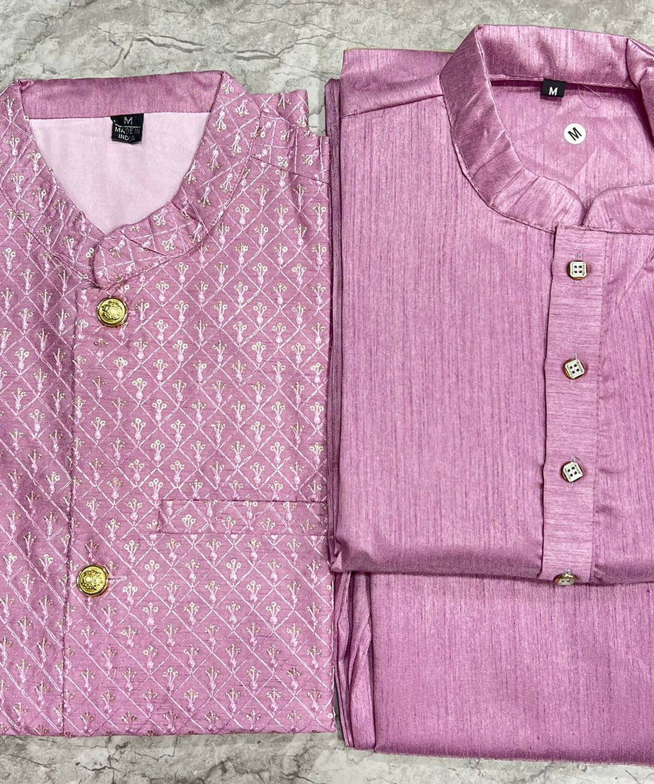 Heavy Banglori Silk Kurta Pajama With Embroidery Sequins Work Koti Set