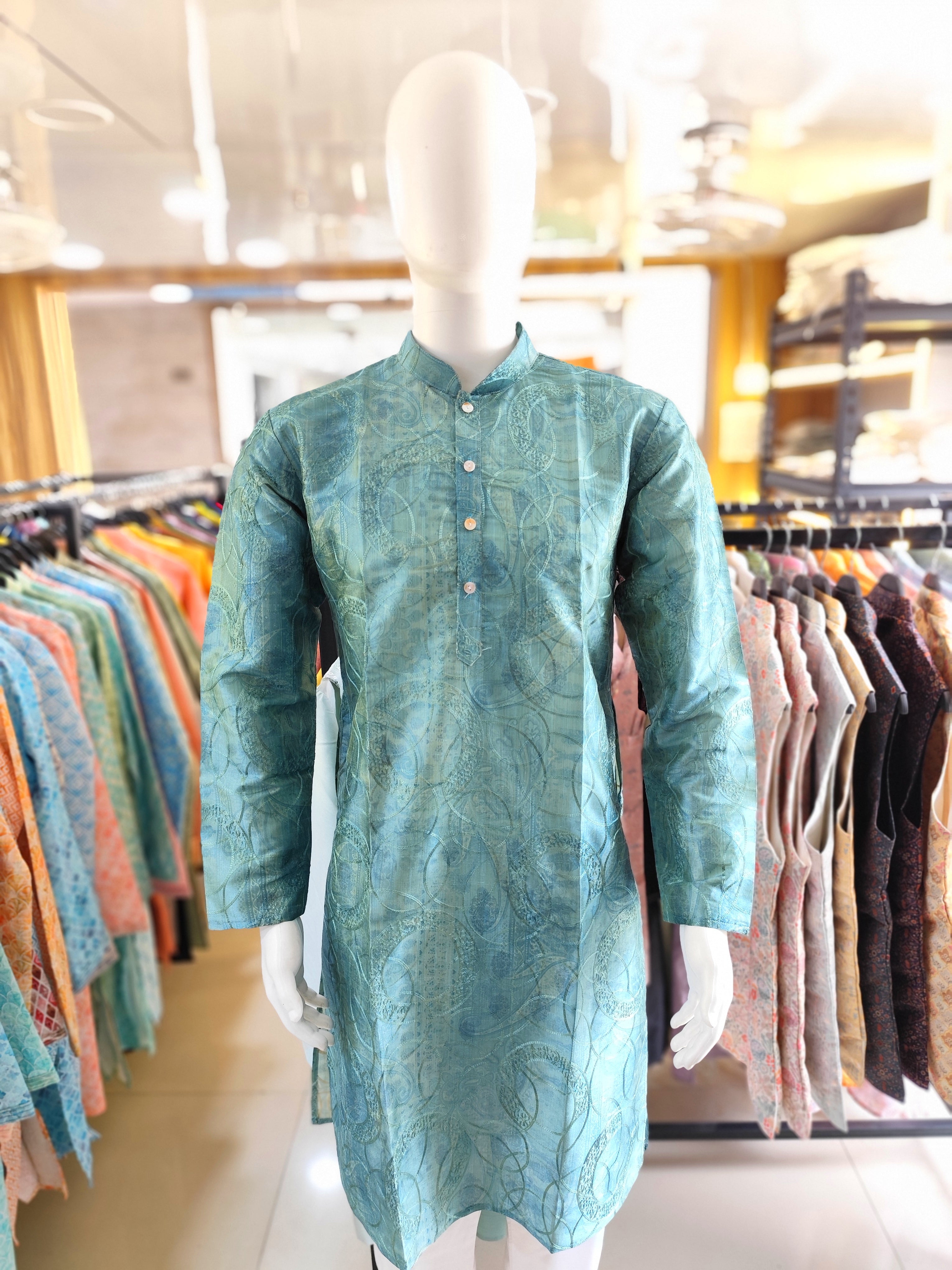 Men's Soft Pure Silk Digital Printed Traditional Wear Kurta Pajama Set