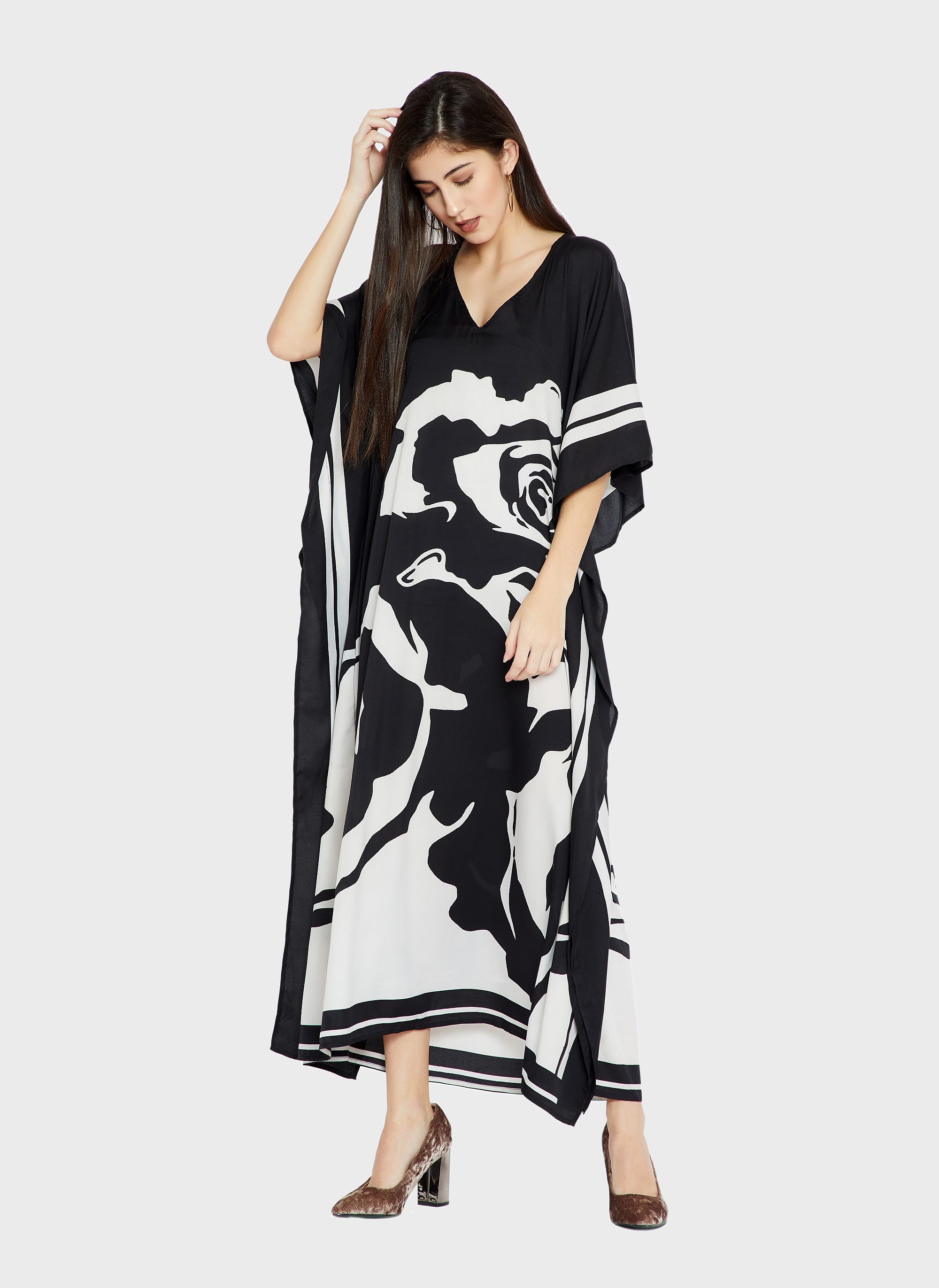 Elegant Soft Satin Silk Kaftan, Perfect for Evening Wear Caftan For Women's