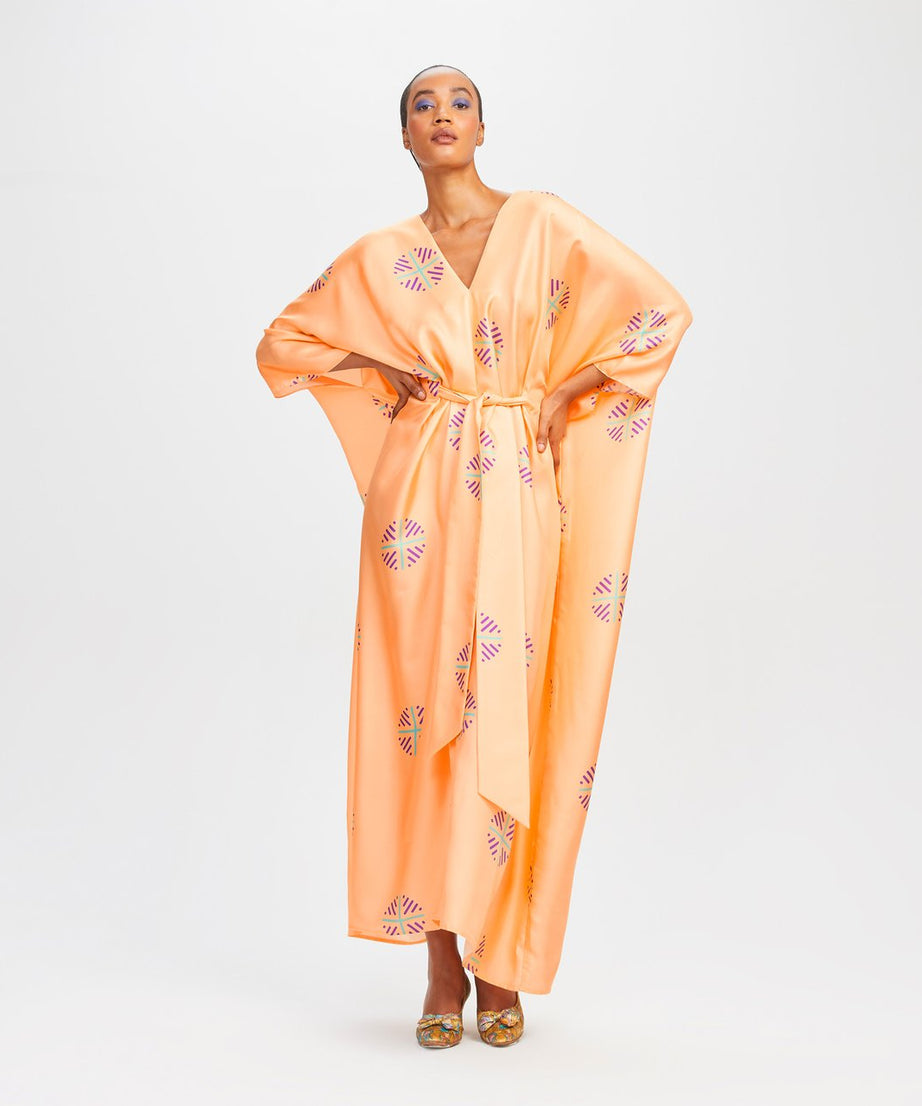 Luxury Soft Satin Silk Kaftan, Stylish Beach Wear Women's Caftan