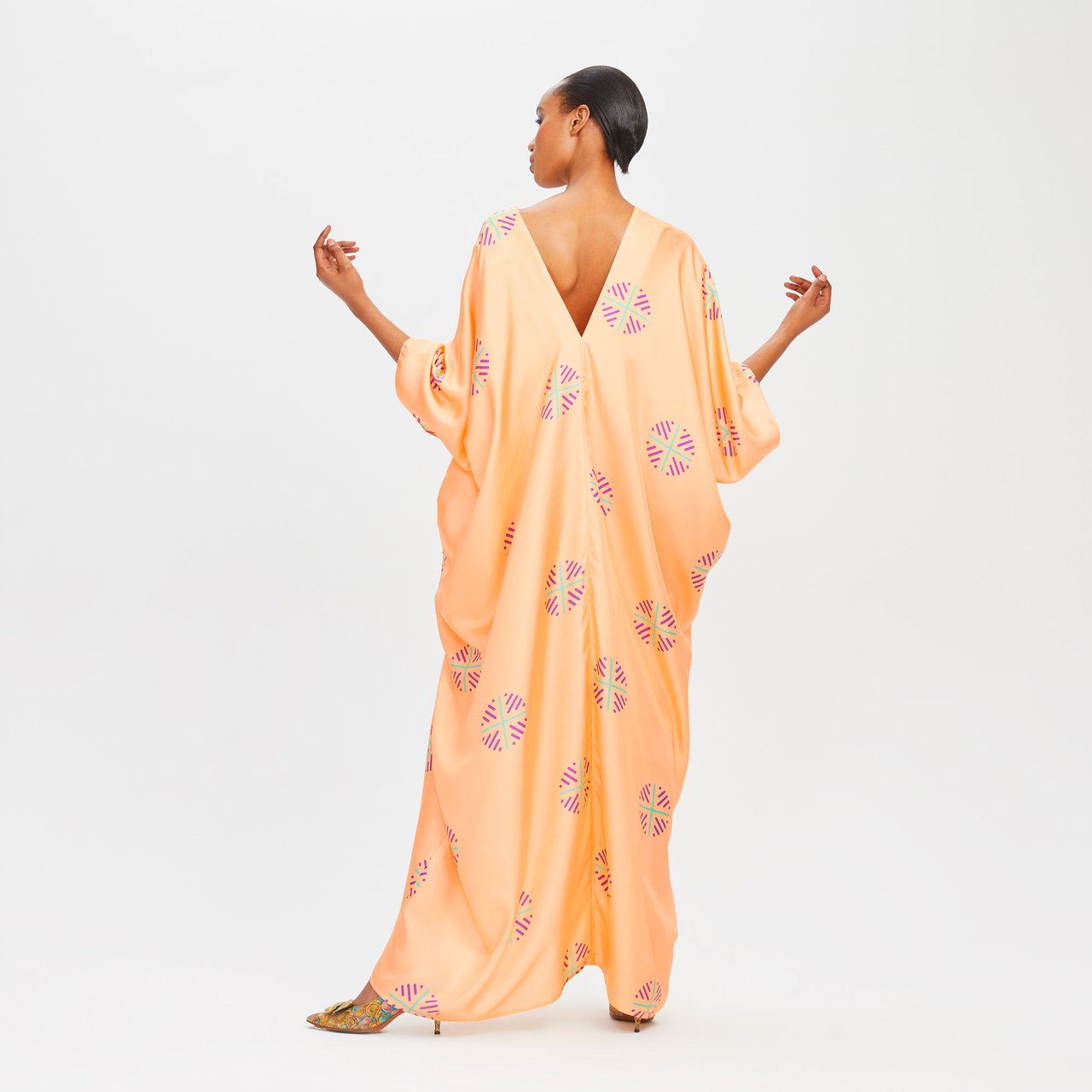 Luxury Soft Satin Silk Kaftan, Stylish Beach Wear Women's Caftan