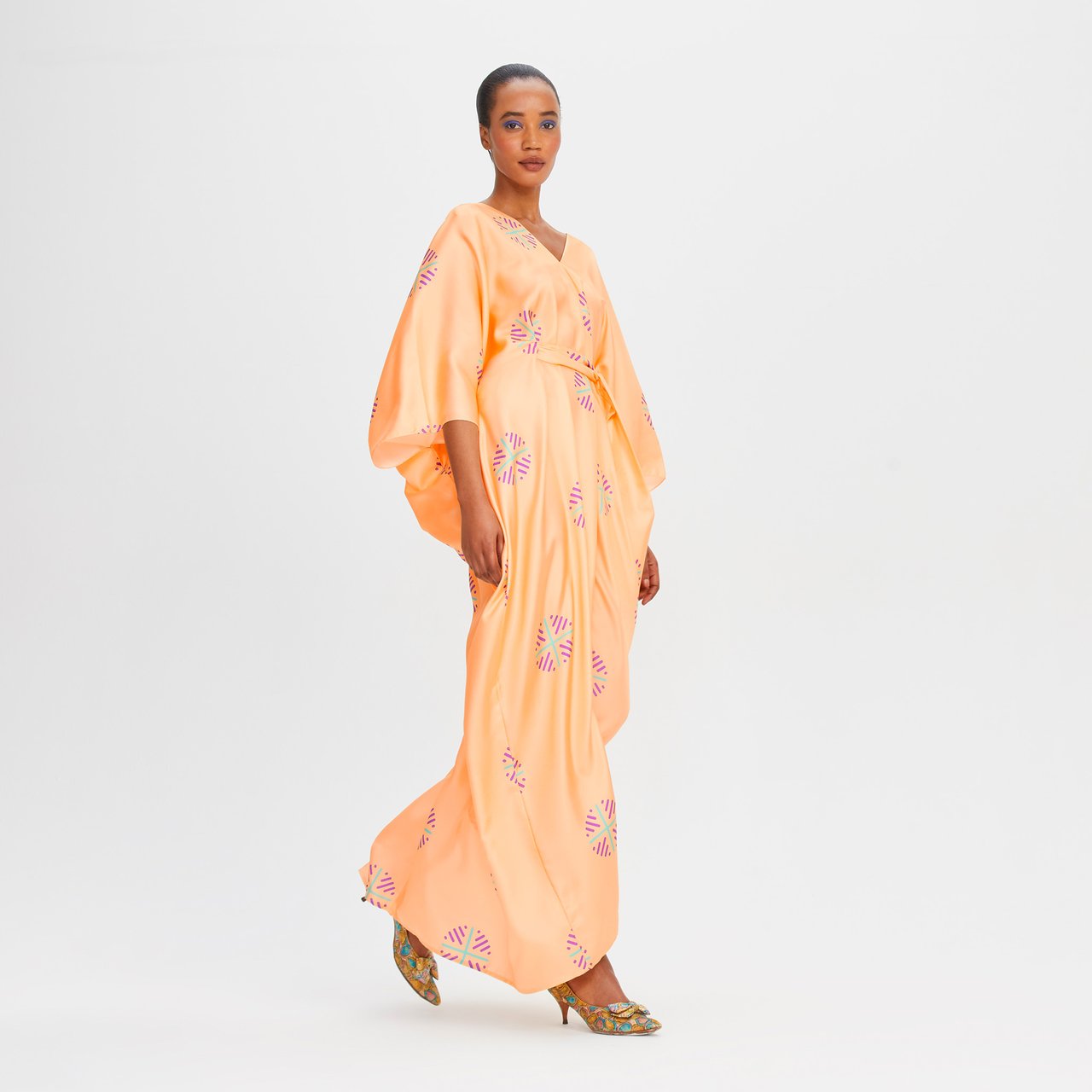 Luxury Soft Satin Silk Kaftan, Stylish Beach Wear Women's Caftan