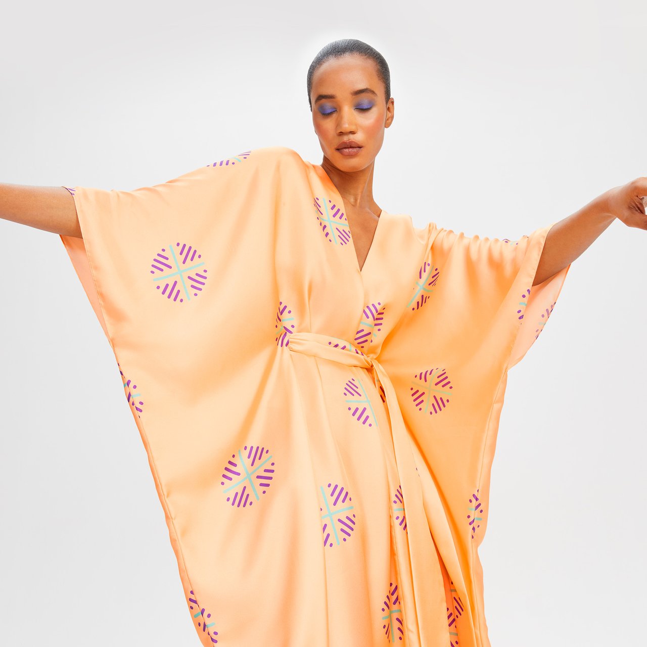 Luxury Soft Satin Silk Kaftan, Stylish Beach Wear Women's Caftan