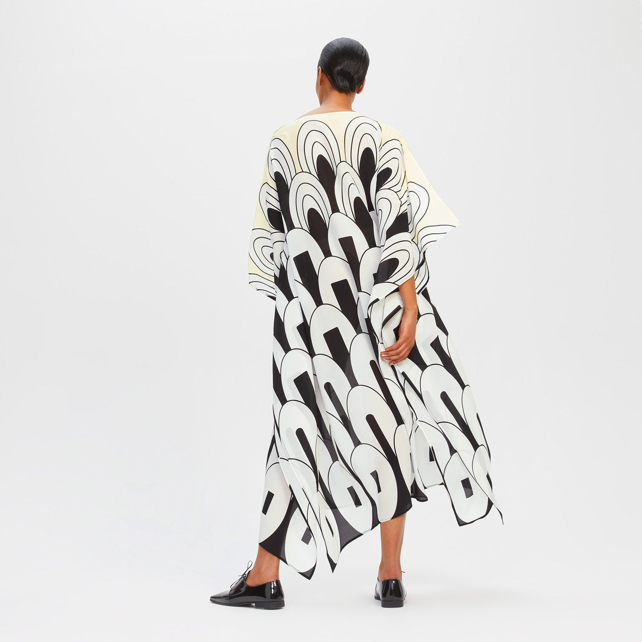 Lightweight Silk Crepe Kaftan Dress - Flowy and Stylish Women's Caftan