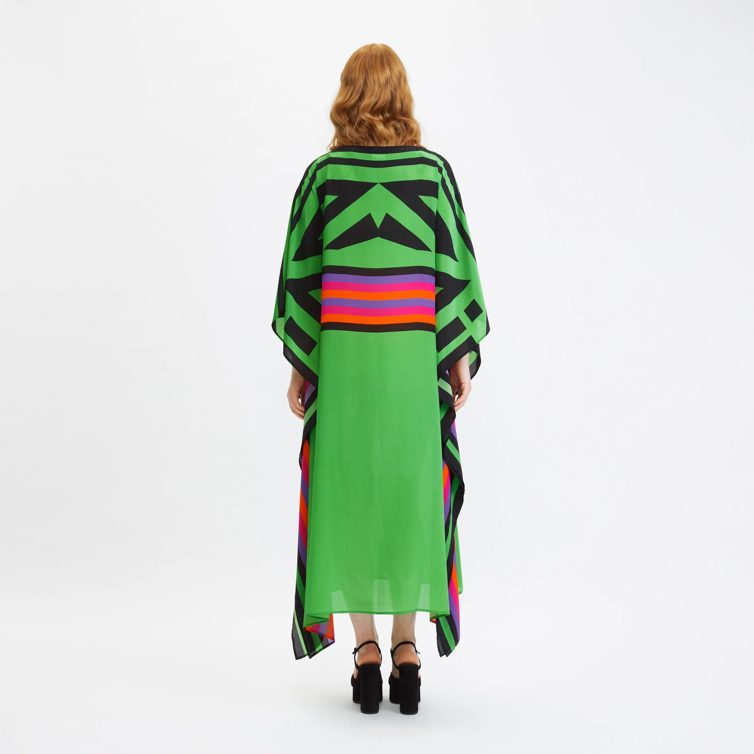 French Moss Digital Printed Occasion Wear Women's Long Kaftan