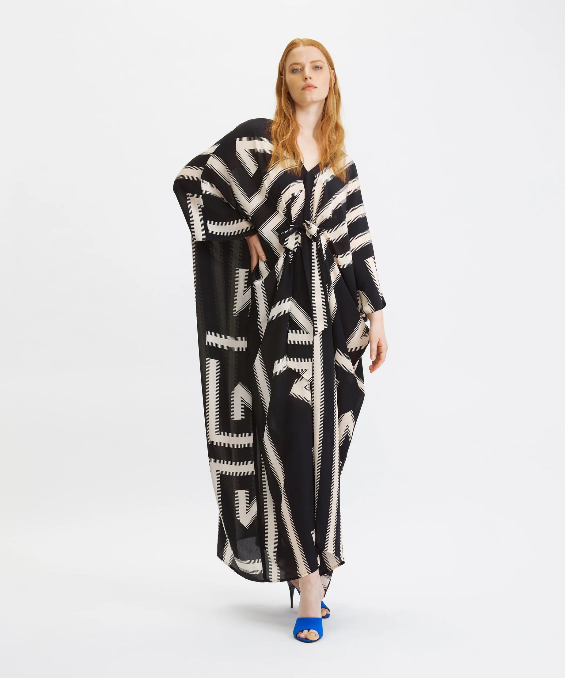 French Moss Cotton Kaftan, Relaxed Fit Evening Wear Caftan For Women's