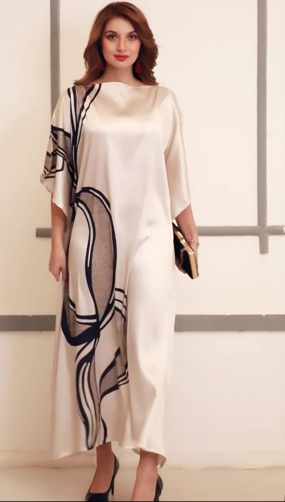 Soft Satin Silk Kaftan, Occasion Wear Caftan For Women's