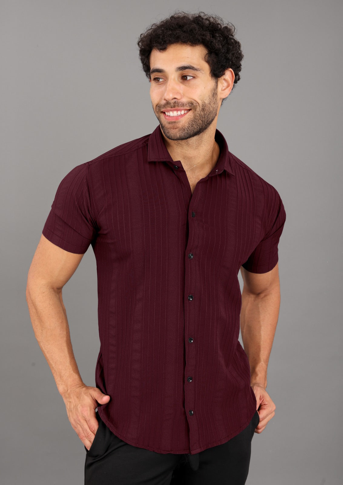 Popcorn Men's Solid Classic Fit Shirt