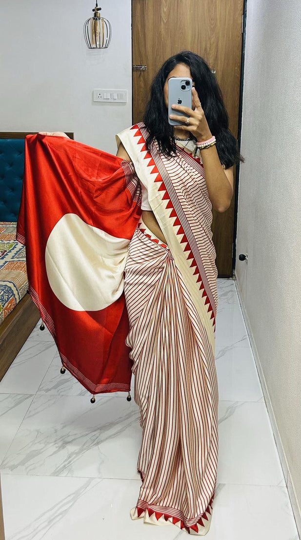 Classic Stylish Lagdi Pure Gajji Soft Silk Saree With Blouse