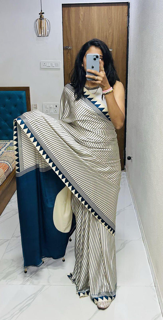 Classic Stylish Lagdi Pure Gajji Soft Silk Saree With Blouse