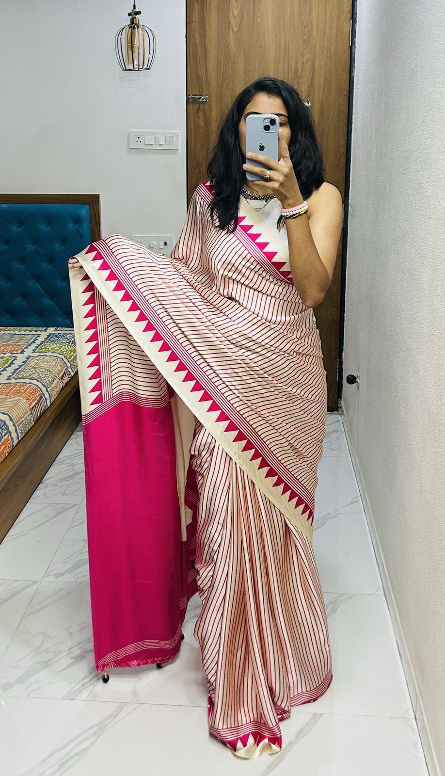 Classic Stylish Lagdi Pure Gajji Soft Silk Saree With Blouse